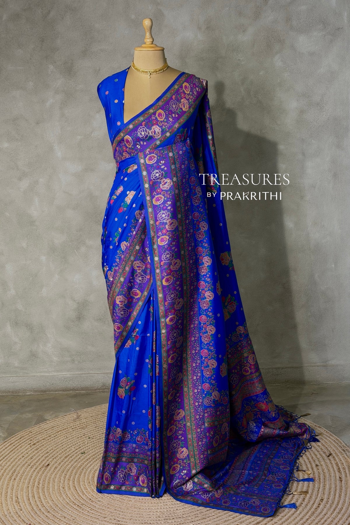 Royal Blue Pashmina silk Saree - PBRMM7G