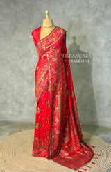 Red Pashmina silk Saree - PBRMM7H