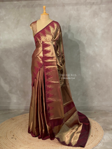 Maroon Temple border brocade banarasi silk saree - PIH31
