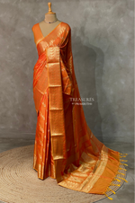 Yellowish Orange banarasi silk saree - PIH32F