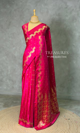 Rani Pink Pure mashru Satin Banarasi silk saree - PRAZ13B