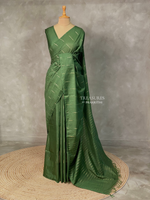 Green Tusser silk saree -SOT4