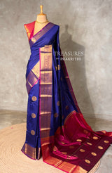 Blue and Magenta semi kanchipuram soft silk saree - PSSN203