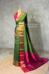 Olive Green and Magenta semi kanchipuram soft silk saree - PSSN208
