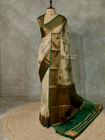 Off white and green Georgette saree -LZ10