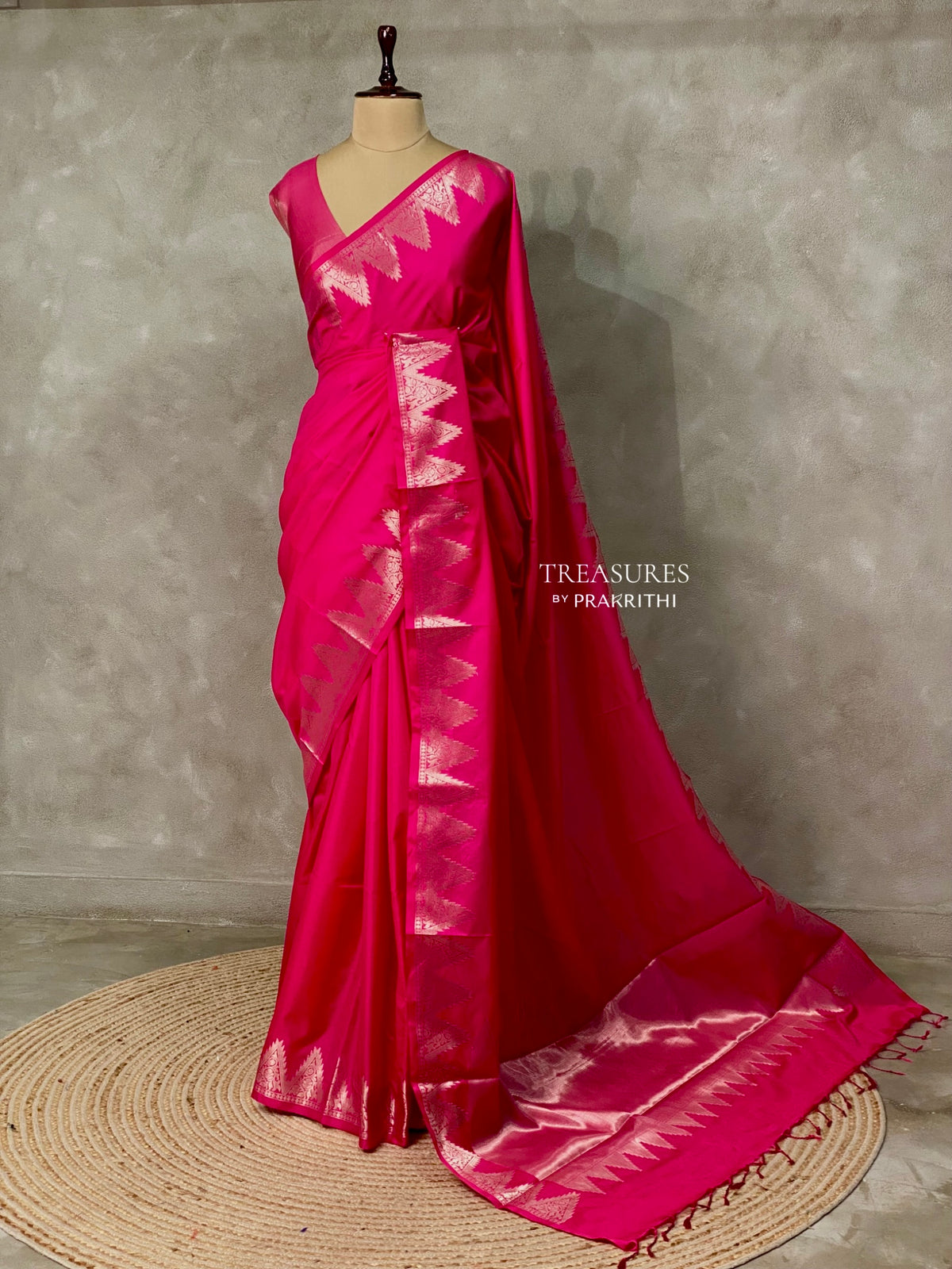 Rani pink Semi banarasi silk saree -PIH37