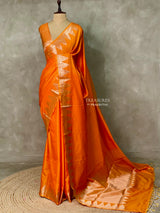 Orange Semi banarasi silk saree -PIH37F