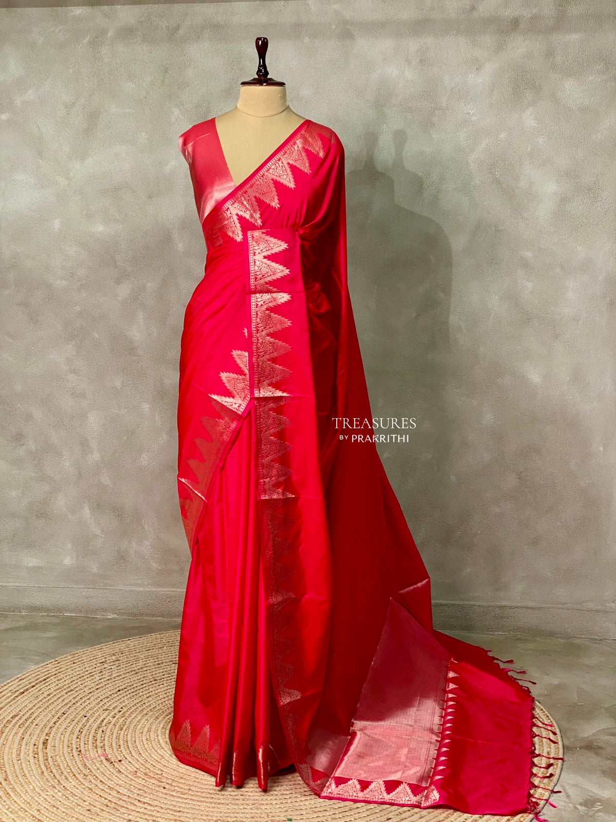 Red Semi banarasi silk saree -PIH37E