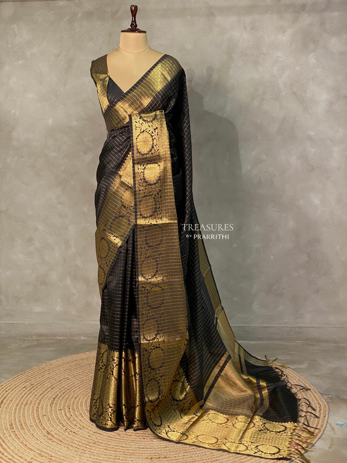 Black Semi Banarasi saree - LZ9A