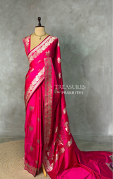 Rani pink pure zatin Banarasi silk saree - RAZ1B