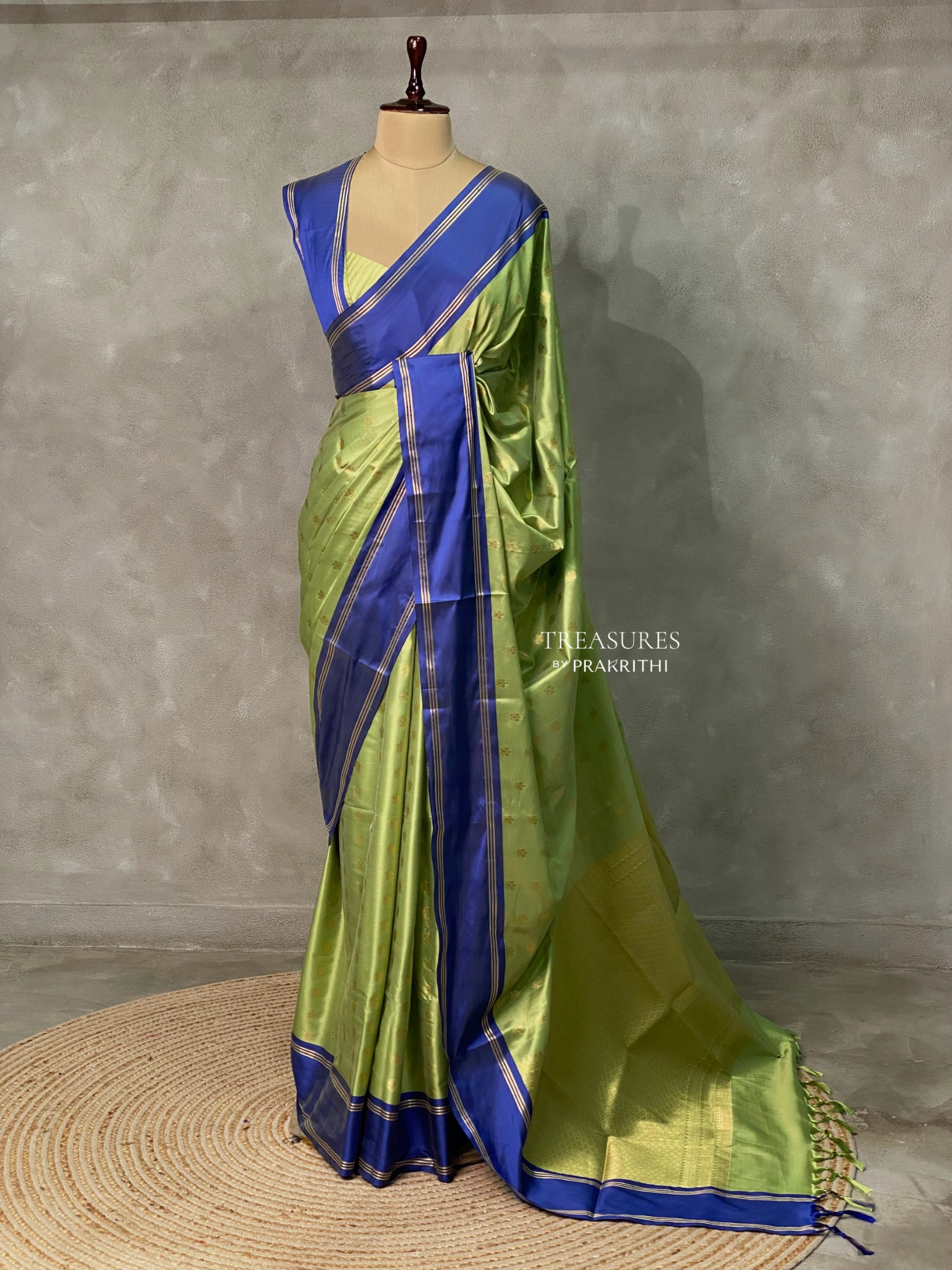 Green and Royal blue Gajji silk saree -PIH25