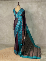 Black and Aqua Blue Gajji silk saree -PIH28