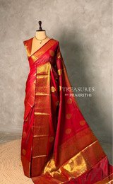 Maroonish Red Banarasi silk saree - GAL4D
