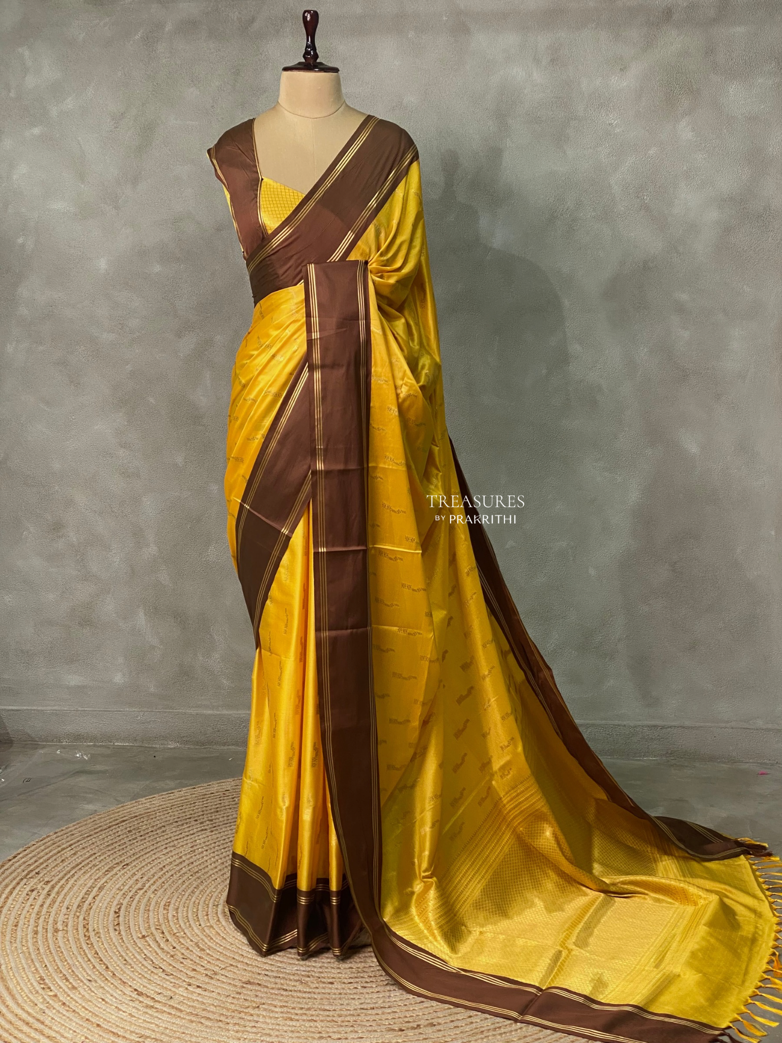 Yellow and Brown Gajji silk saree -PIH25H