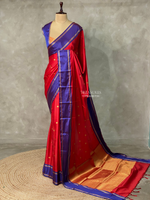 Red and Blue Gajji silk saree -PIH25I
