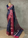 Navy Blue and Magenta silk saree -PIH29