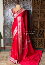 Red pure zatin Banarasi silk saree - RAZ2I