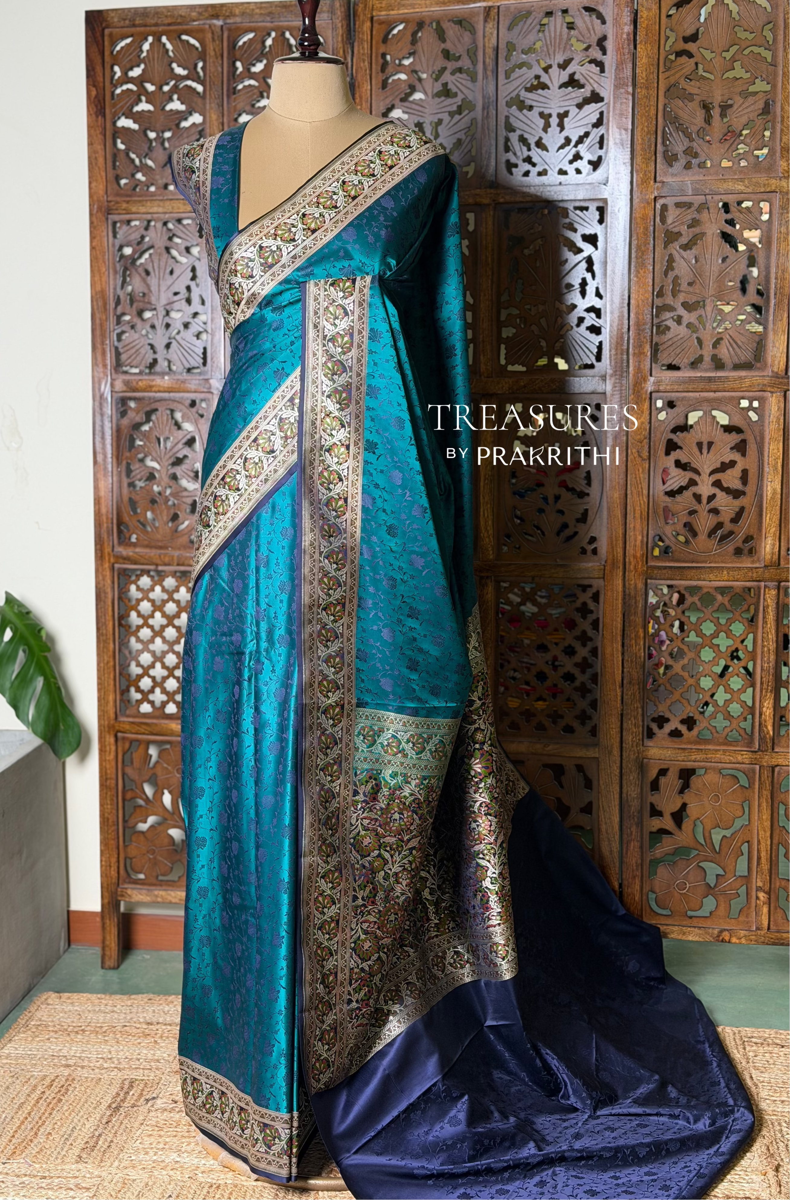 Peacock Blue pure Tanchui banarasi saree: PBR56