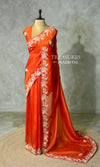 Orange Pure Satin silk Designer saree- PBRDS4