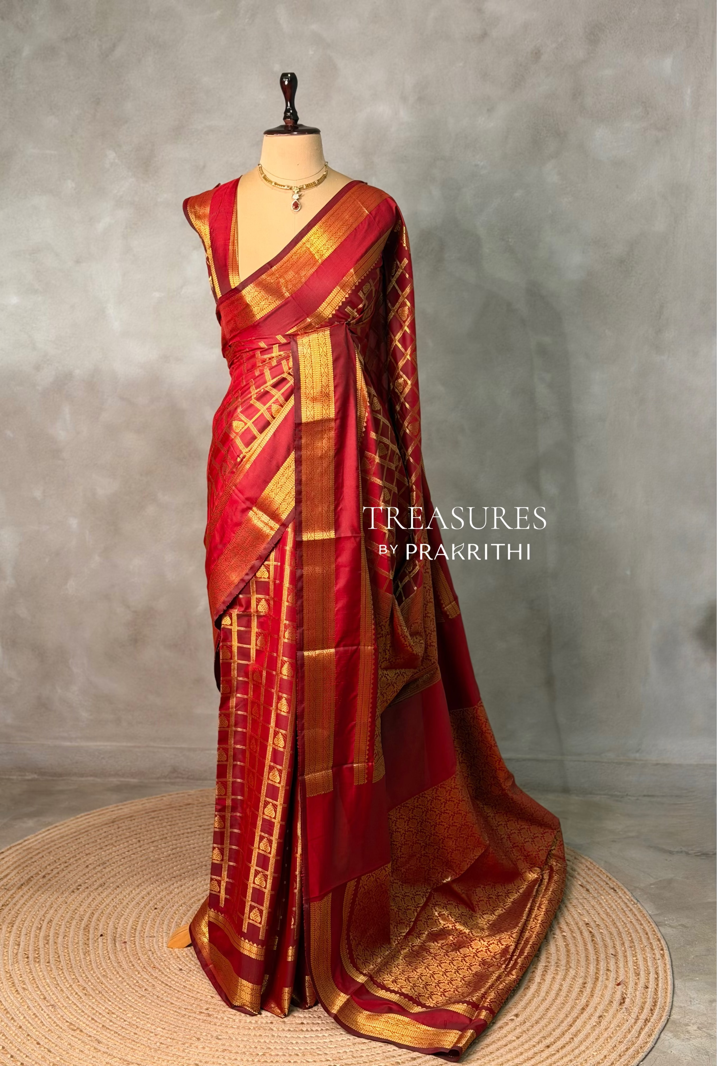 Maroon Red Banarasi silk saree - GAL6C