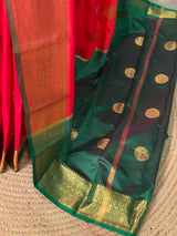 Red and Green semi kanchipuram soft silk saree - PSSN131