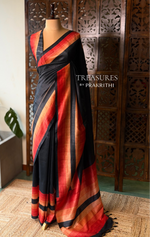 Black tusser silk saree- PBR44