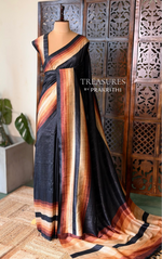 Black tusser silk saree- PBR44C