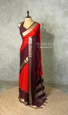 Orange and Brown Crepe silk saree- PBRSB4L