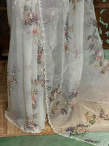 White organza Designer saree- PBRCK2