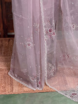 Nude lavender organza Designer saree- PBRCK1