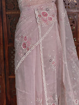 Nude lavender organza Designer saree- PBRCK1