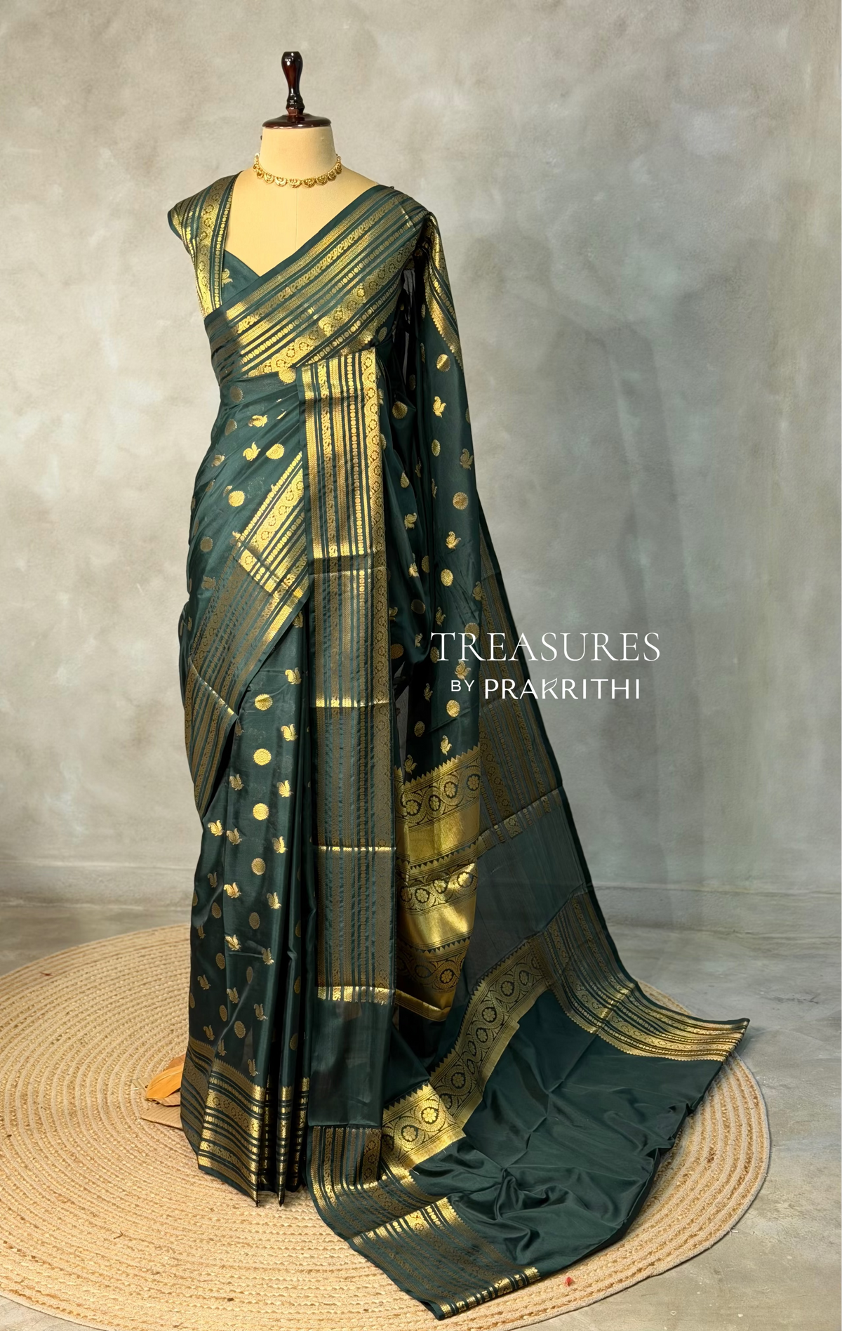 Green Banarasi silk saree- MPS1G