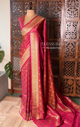 Deep Magenta pure Jamwar Tanchui banarasi saree: PBR56D1