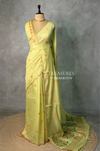 Pastal Green Chanderi silk cotton Jamdani woven saree- PBRJ16