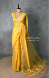 Yellow Chanderi silk cotton Jamdani woven saree- PBRJ14