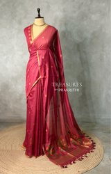 Maroon Chanderi silk cotton Jamdani woven saree- PBRJ8