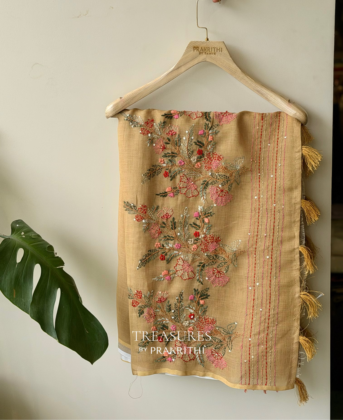 Golden yellow Tissue linen saree- PBR5B
