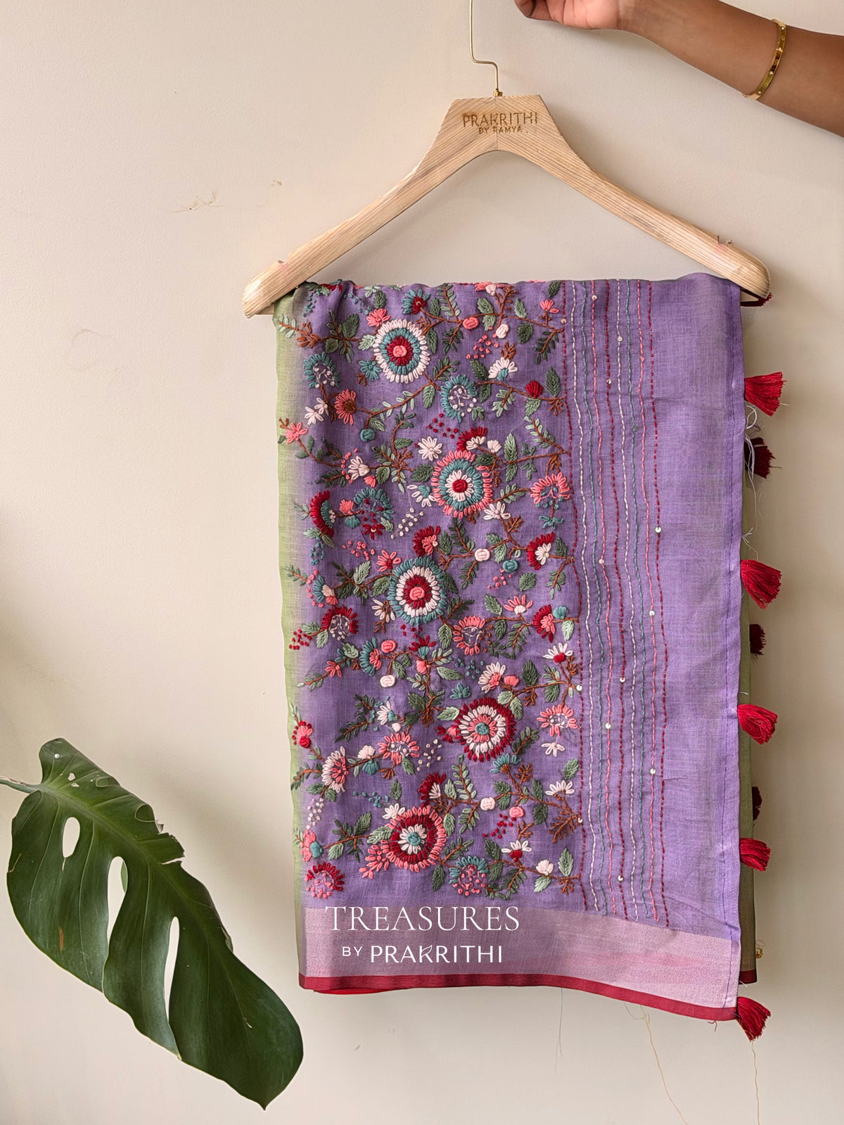 Green and Lavender Tissue linen saree- PBR5