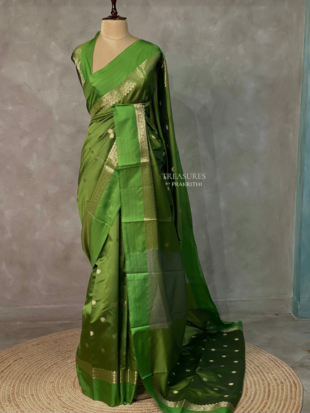 Green banarasi silk saree -PMR3