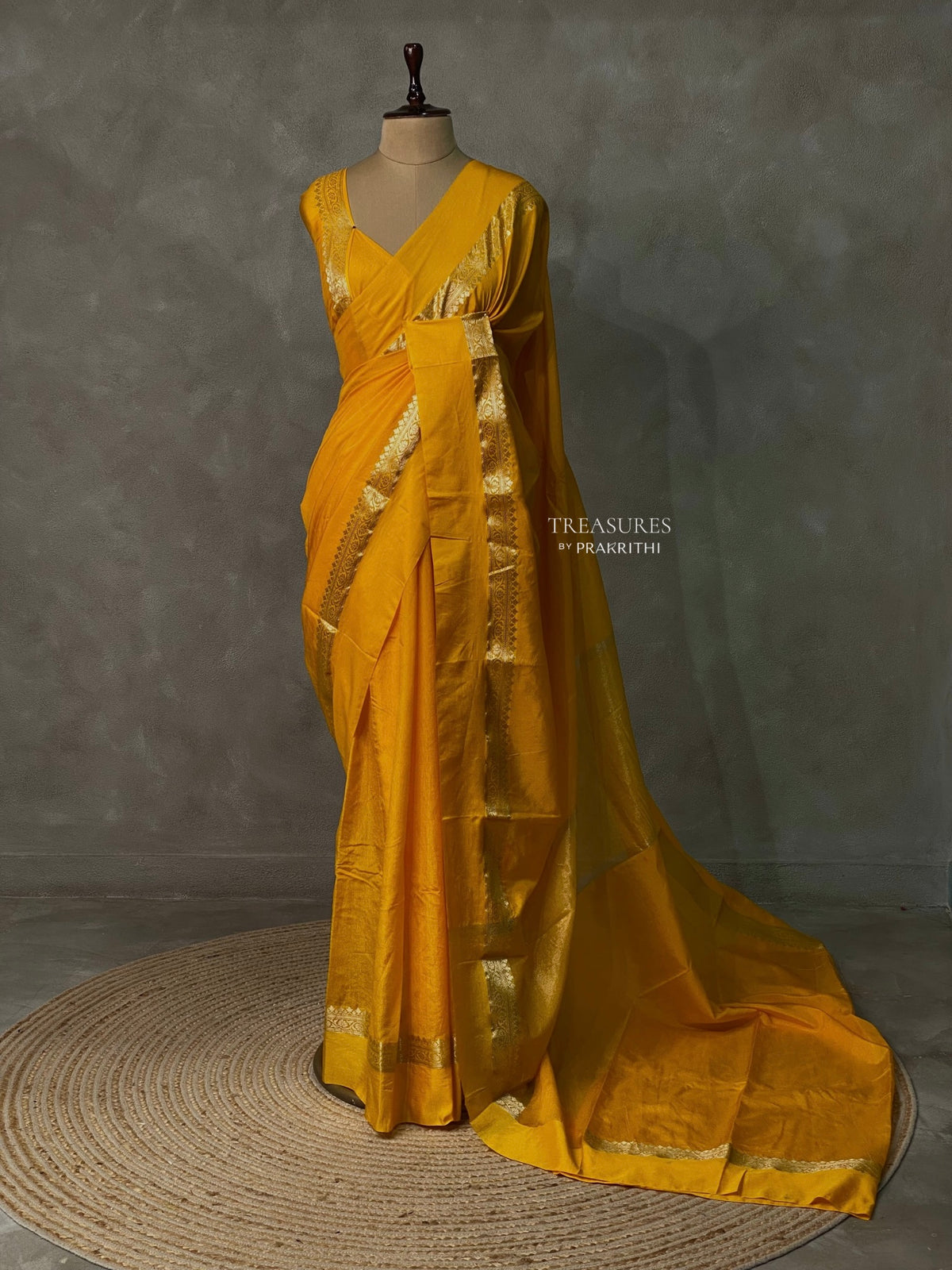Yellow banarasi silk saree -PMR2