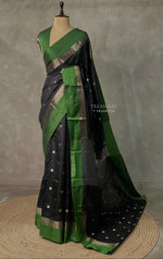 Black and green banarasi silk saree -PMR3E