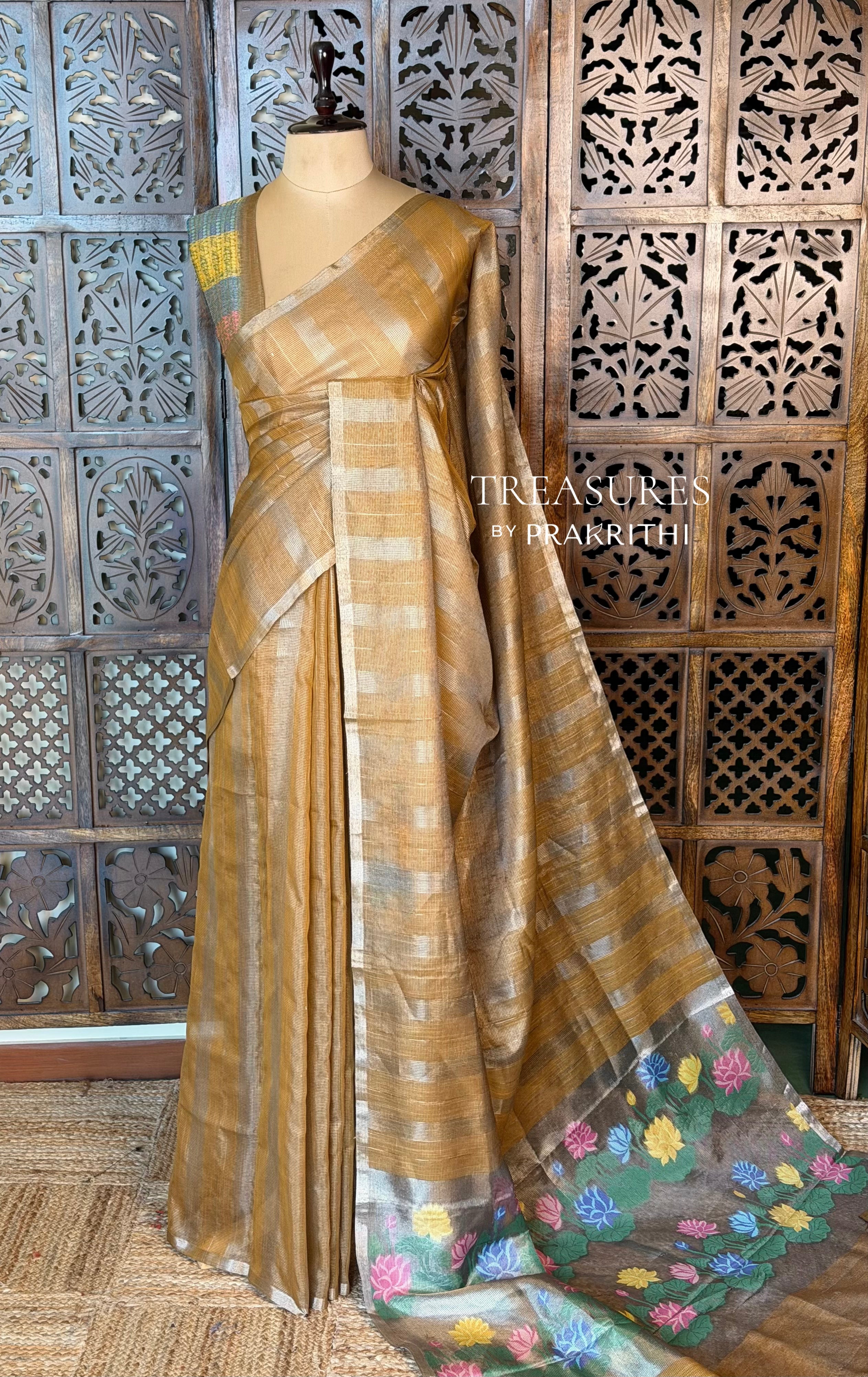 Gold Jute Tissue saree- PBR61B