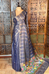 Blue Jute Tissue saree- PBR61A
