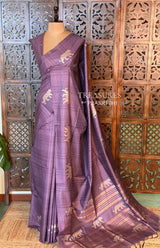 Mauve Tiger woven Tusser Silk saree- PBR62