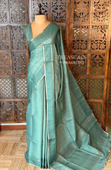 Mint Teal Shade Tusser Silk saree- PBR63E