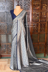 Deep blue Katan Banarasi silk saree - RAZ3O