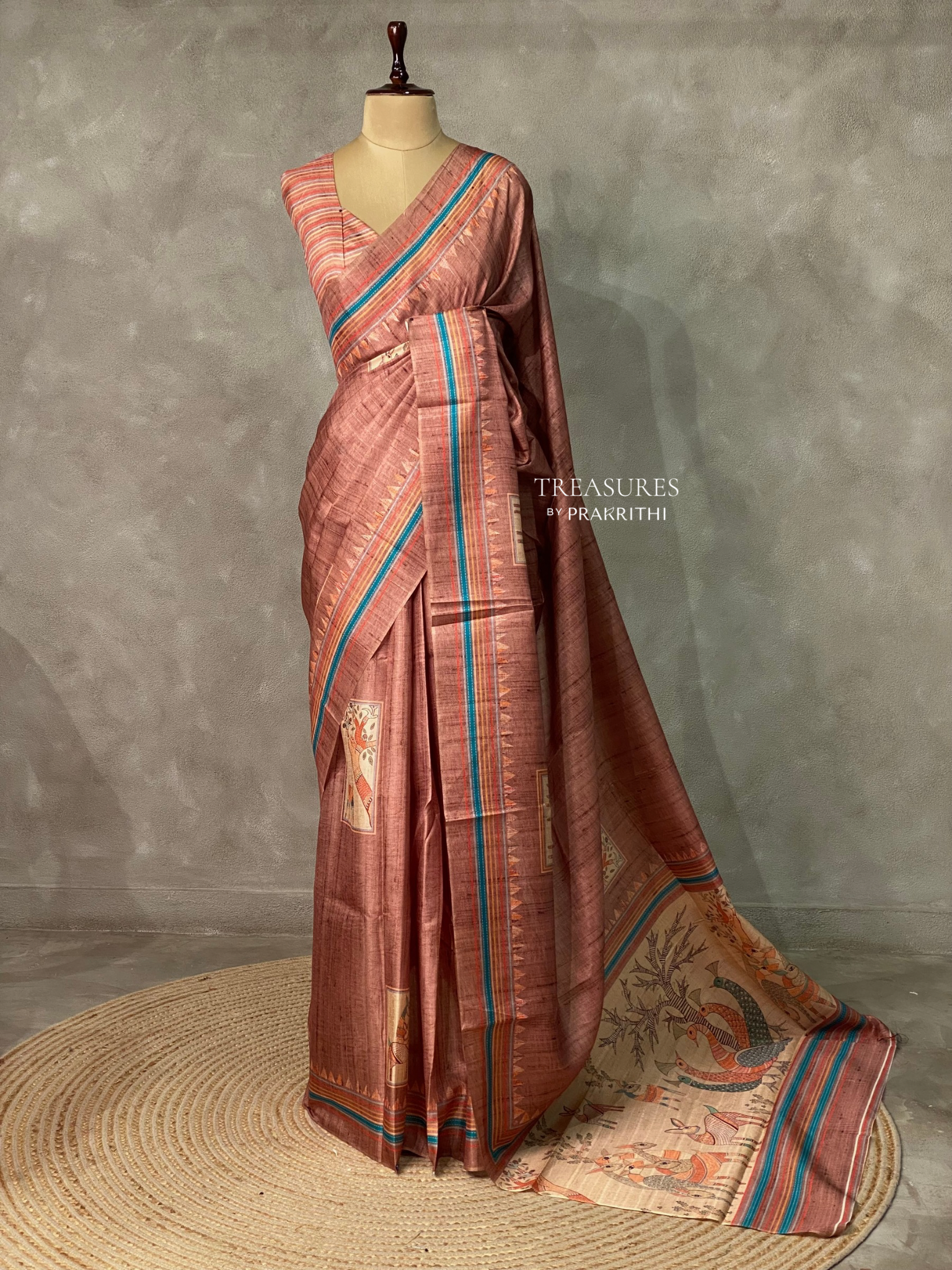 Chicku shade Semi tusser silk saree - KRUPT1