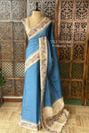 Blue Tusser Silk saree- PBR63H