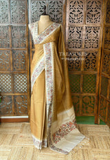 Mustard yellow Tusser Silk saree- PBR63I