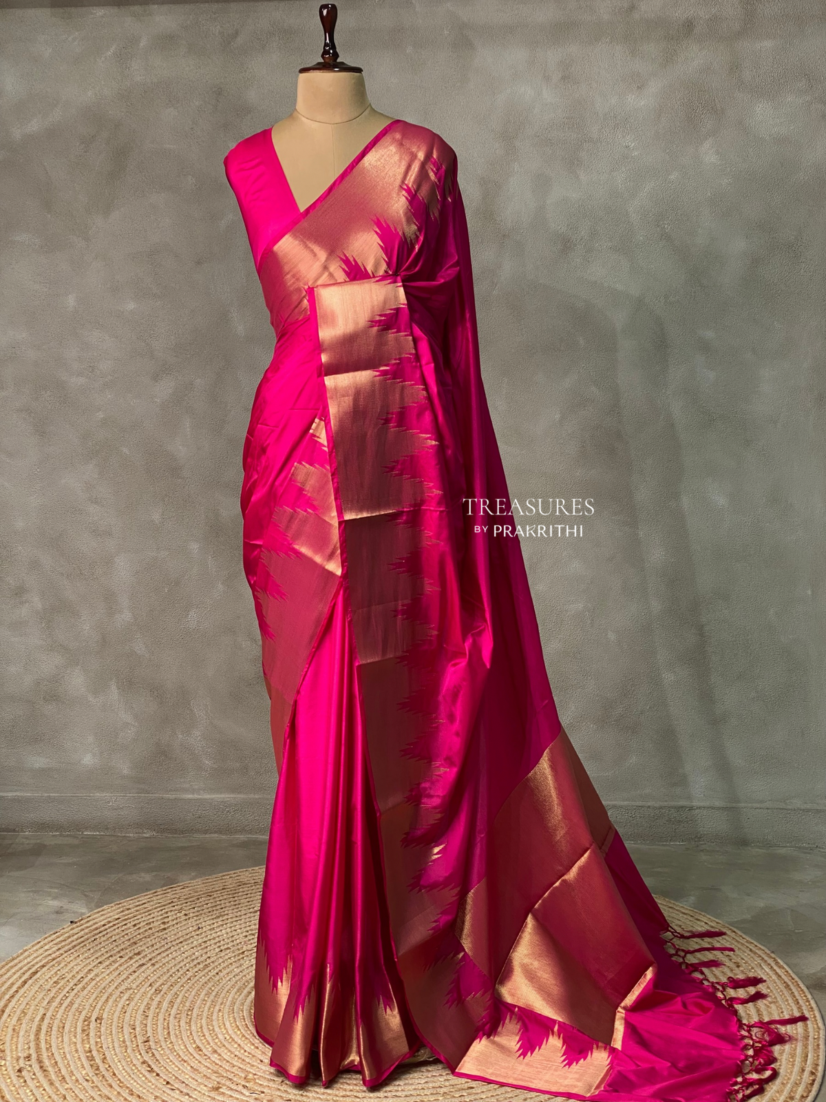 Rani pink katan Banarasi silk saree- MPS23N6